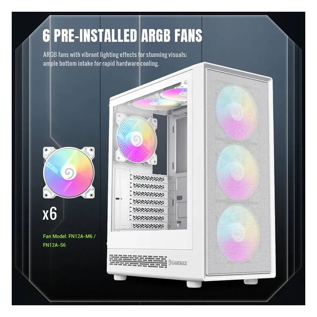 Case Gamemax Gaming Storm 2 Mw Atx 6fan Argb Vidrio