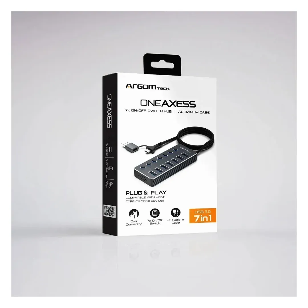 Hubs Usb 3.0 De 7 Puertos Tipo C/usb 2 En 1 Con Interruptor