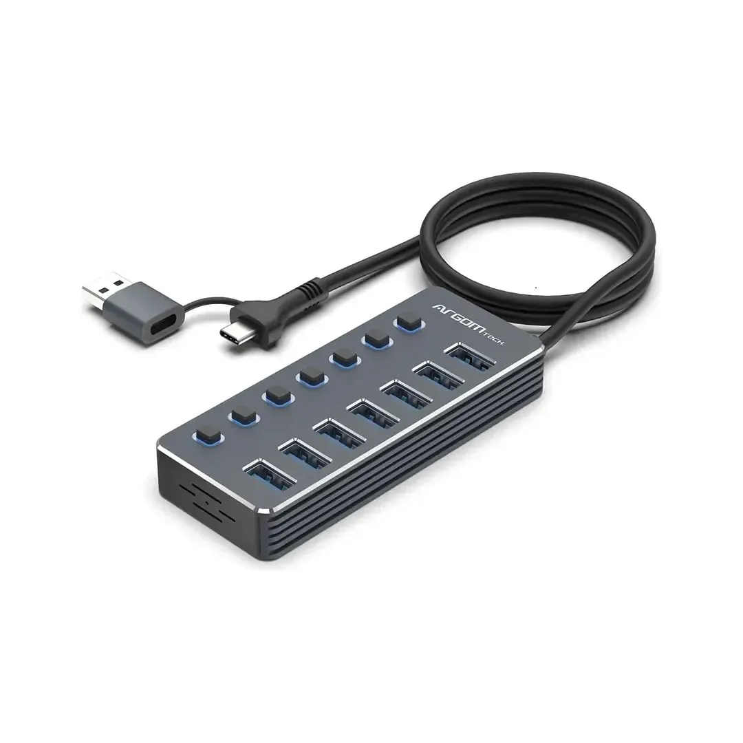 Hubs Usb 3.0 De 7 Puertos Tipo C/usb 2 En 1 Con Interruptor