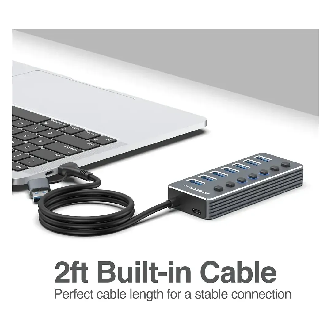 Hubs Usb 3.0 De 7 Puertos Tipo C/usb 2 En 1 Con Interruptor