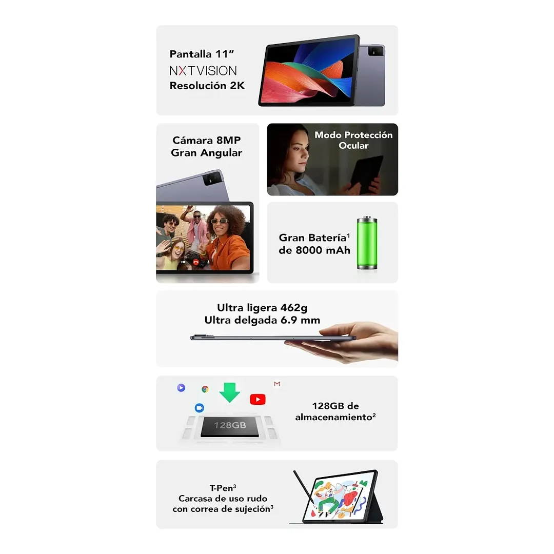 Tablet Tcl Nxtpaper 11 Gen 2 Fhd 8+8 Gb ram 128gb + Flipcase