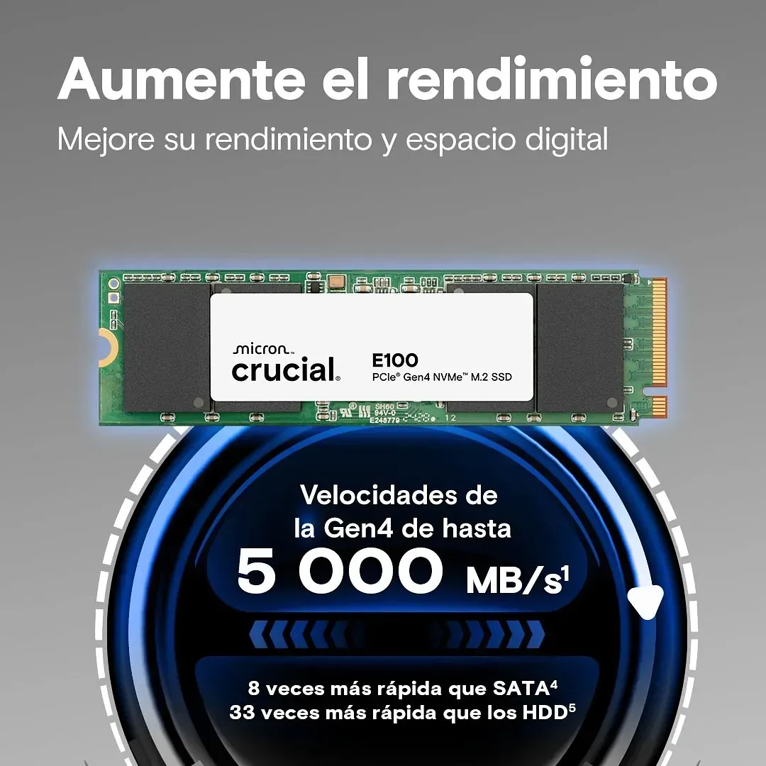 Ssd Crucial 480gb E100 Nvme M.2 2280 Pcie 4.0 Gen 4