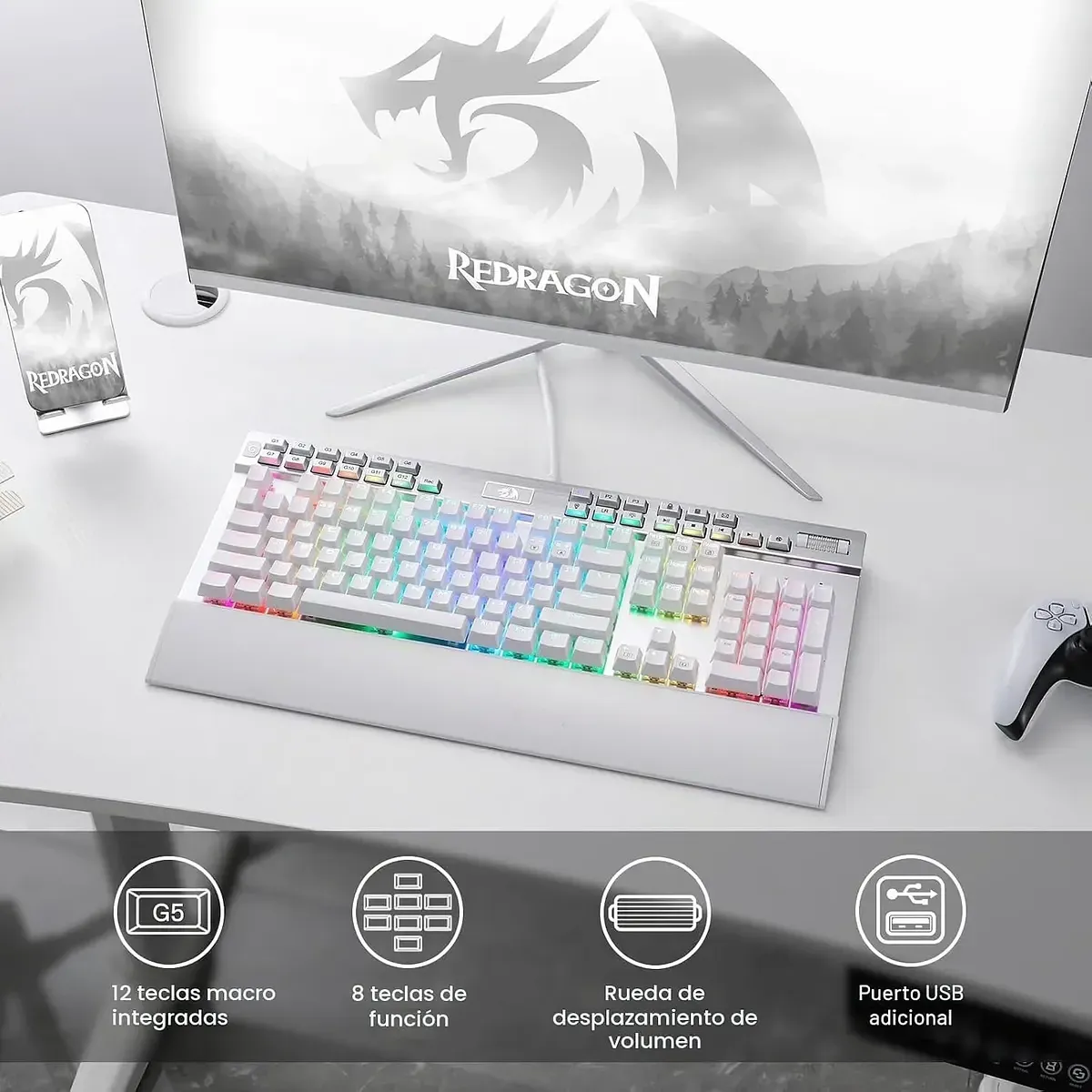 Teclado Gaming Yama En Español Rgb Chrom Redragon