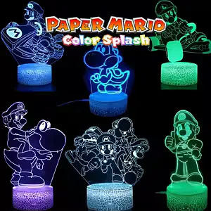Lámpara De Noche 3d Super Mario Multicolor 5 Modelos 1 Caja