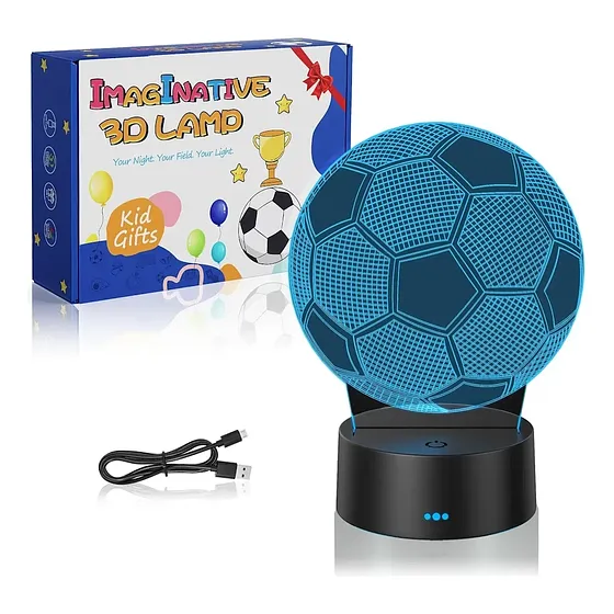 Lámpara De Noche 3d Balón De Fútbol Multicolor