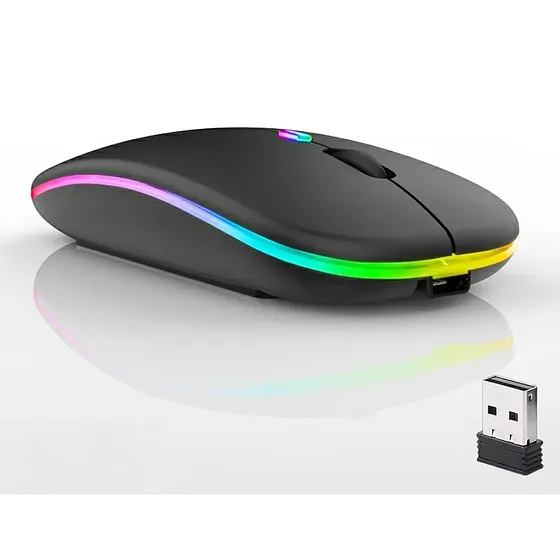 Mouse Inalámbrico Bluetooth Rgb Negro 1600 Dpi