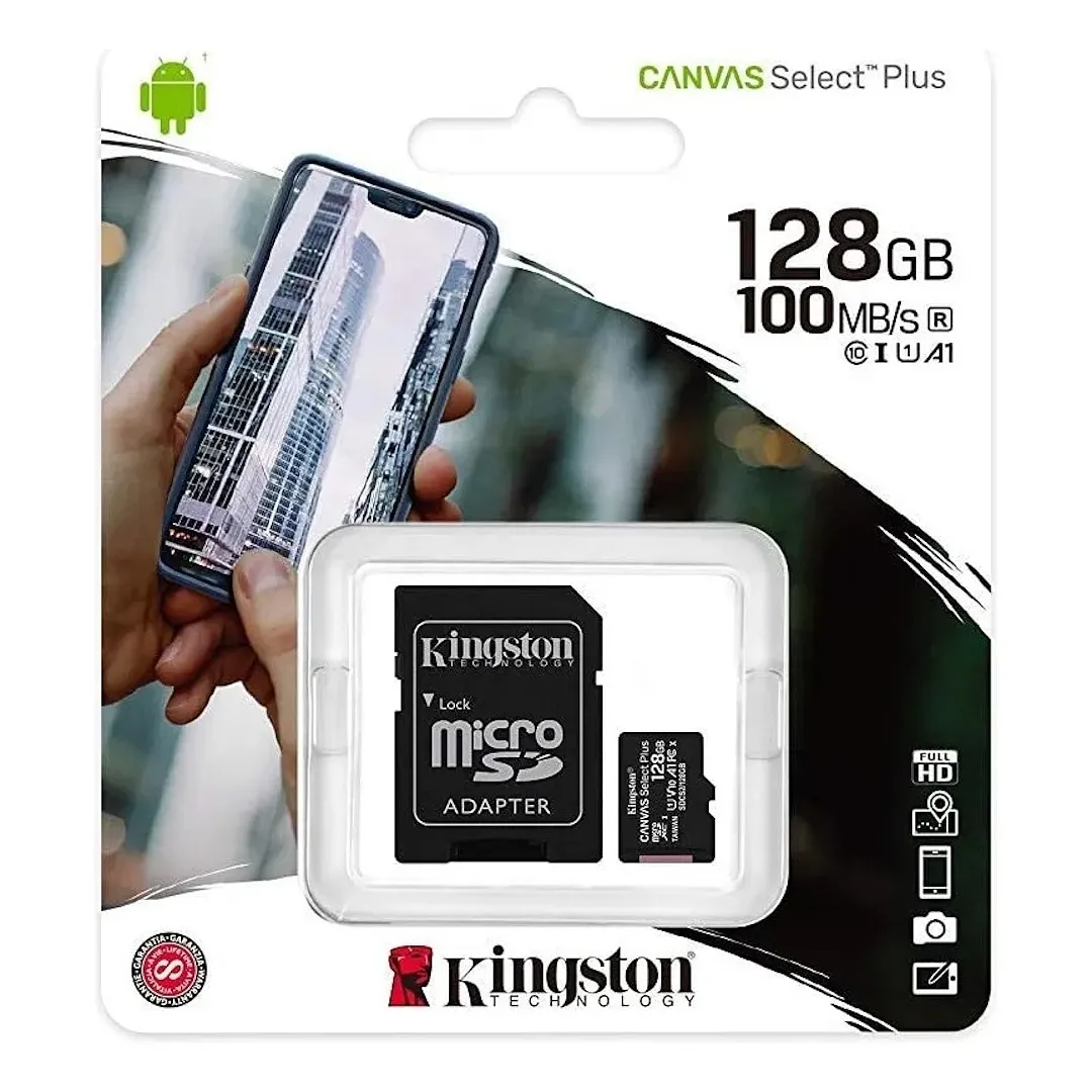 Memoria Microsd Kingston 128 Gb Clase 10 Con Adaptador Sd