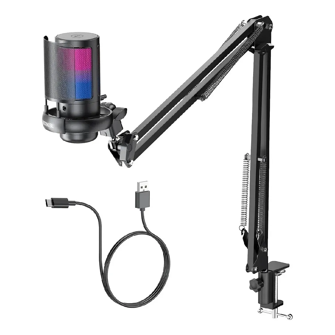 Kit Micrófono Profesional Rgb Gamer, Streaming Con Tripode