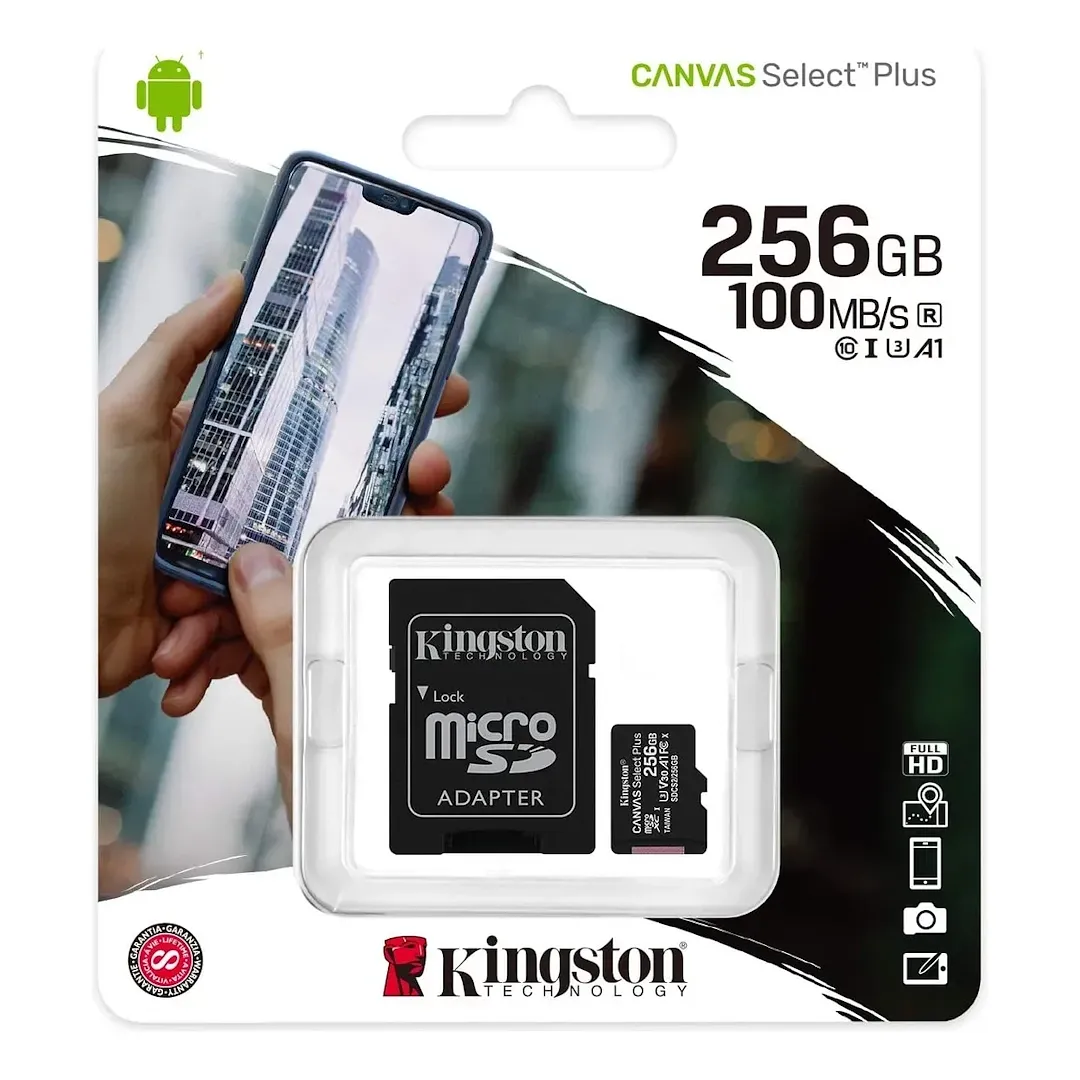 Memoria Microsd Kingston 256 Gb Clase 10 Con Adaptador Sd