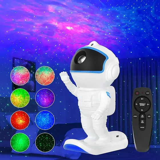 Lampara Proyector De Galaxias Astronauta Con Control 20 Cm