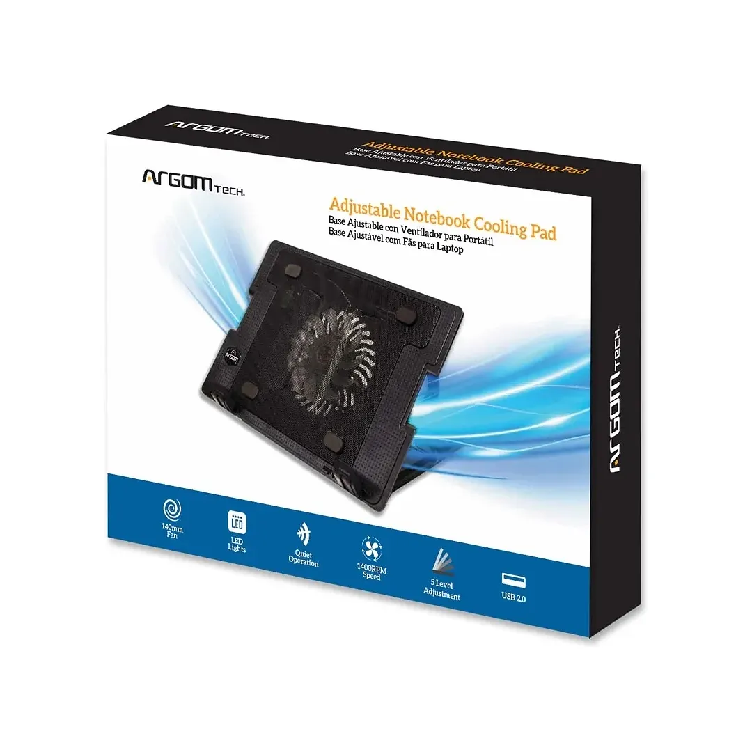 Base Para Laptop Ventilador 14 Cm Argomtech Altura Ajustable