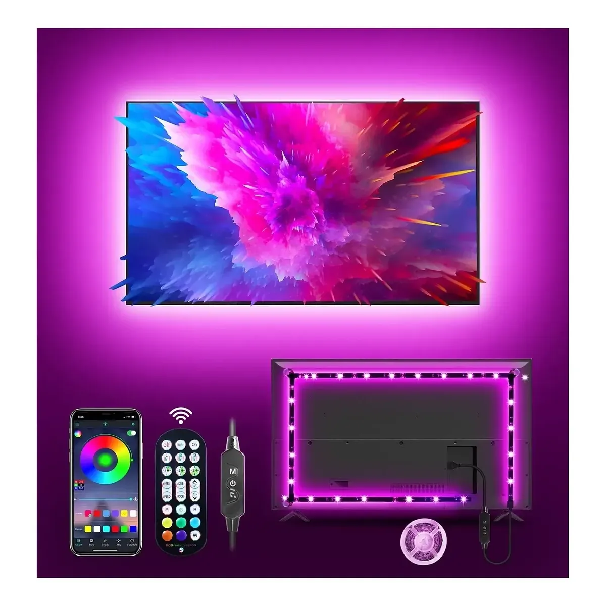 Cinta Led Rgb Multicolor 3 Mts Tv 32-50 PuLG Bluetooth