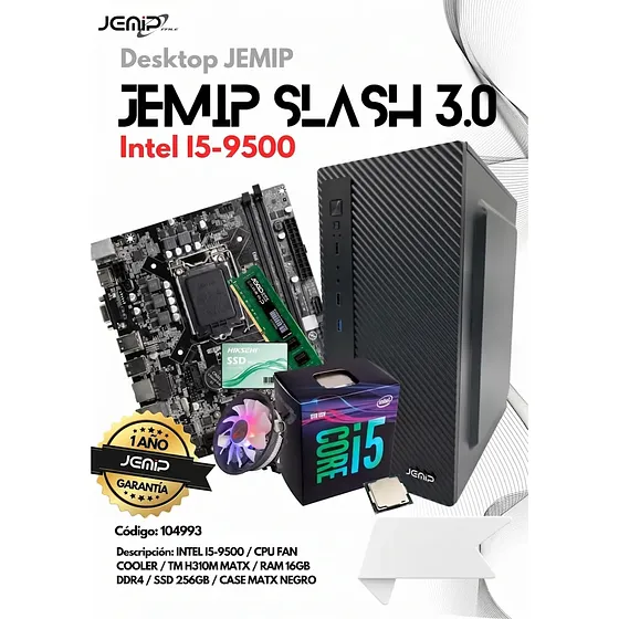 Desktop Jemip Slash 3.0 I5-9500 16gb Ddr4 256gb Ssd 600w